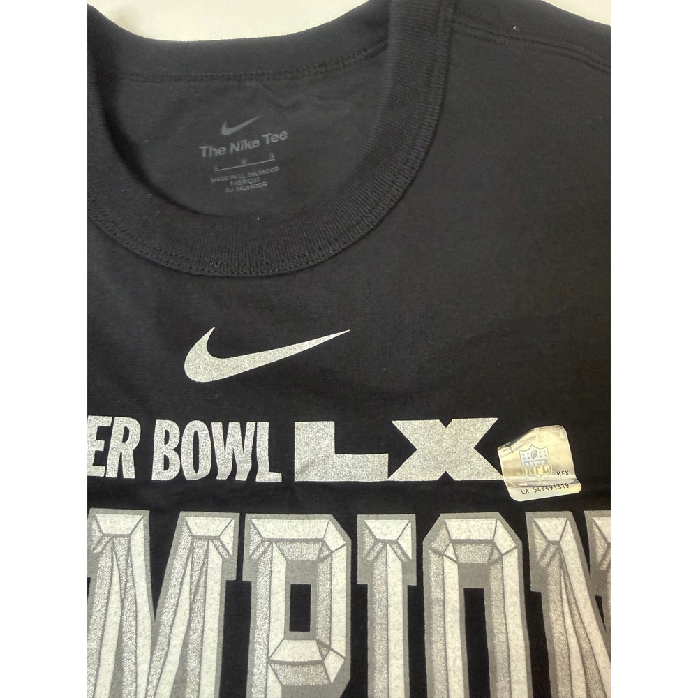 Nike Mens Seattle Seahawks Super Bowl LX Champions T-Shirt Black NFL Graphic Tee - Picture 3 of 3